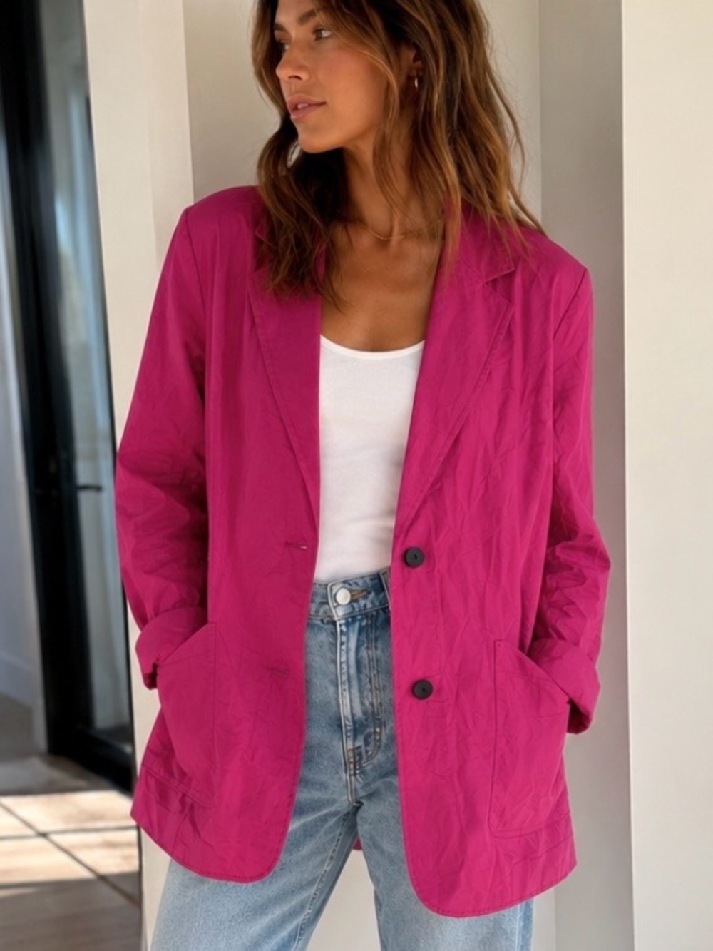 Isabel‎ Marant 34 US 2 NWT Unstructured Relaxed Cotton Blazer Women Fuschia